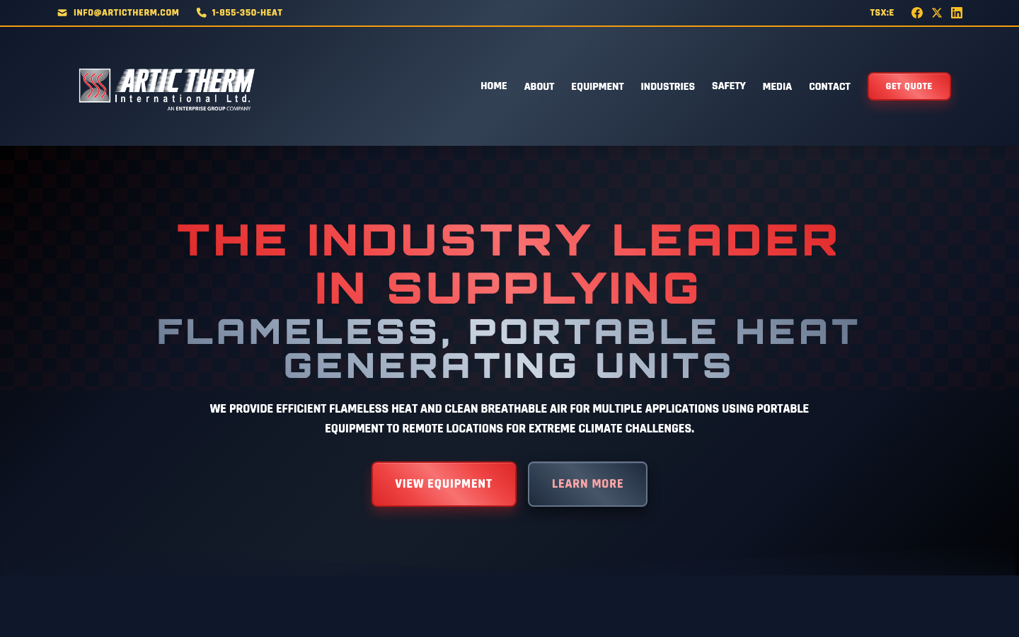 Screenshot of the ArticTherm homepage