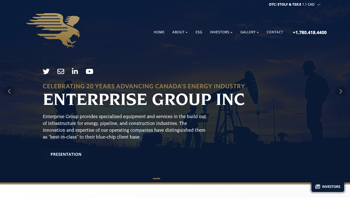 Screenshot of the Enterprise Group Inc. homepage